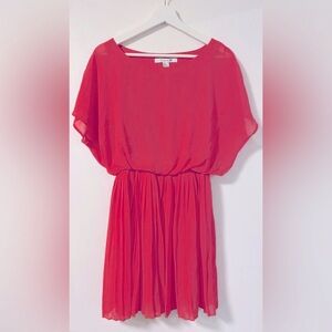 FOREVER 21 Coral Chiffon pleated blouse party Dress - Size US L
